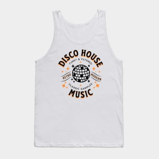 DISCO HOUSE  - Retro Modern Disco Ball (Black/Orange) Tank Top